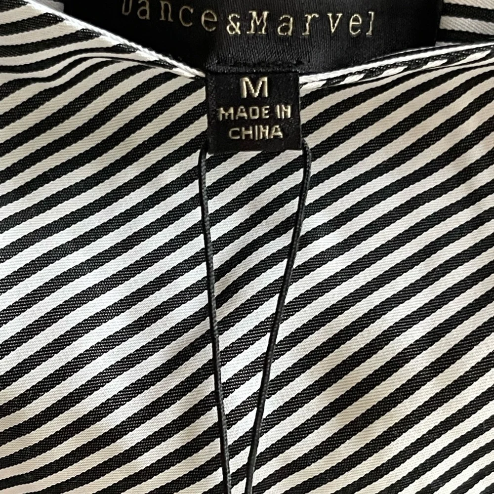 Dance & Marvel Floral Embroidered Black and White Striped Ruffle Wrap Skirt